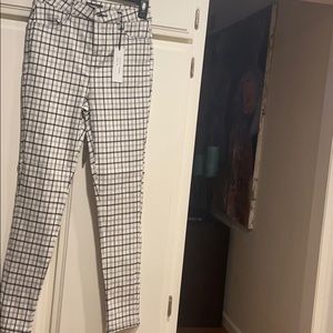 Cream and black plaid pants